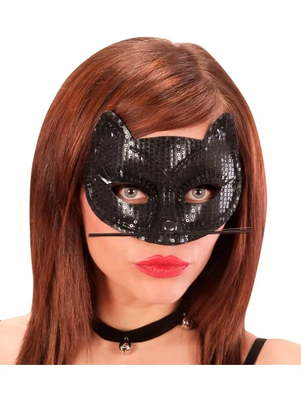 Zwarte katten oogmasker